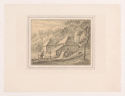 Paysage avec un moulin à eau et une grange - Pieter de Goeje