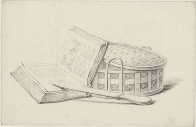 Nature morte avec un livre, un coupe-papier et un petit panier - Pieter de Goeje