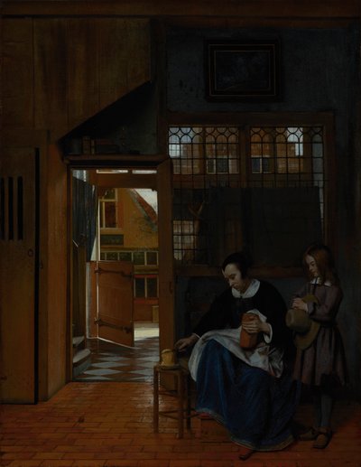 Une femme préparant du pain et du beurre pour un garçon, vers 1660-3 - Pieter de Hooch