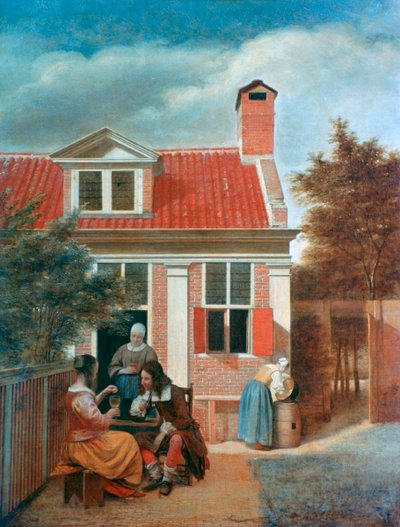 Trois Femmes et un Homme dans une Cour derrière une Maison, vers 1657-1659 - Pieter de Hooch