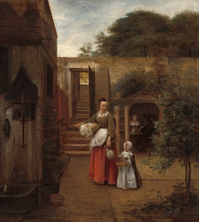 Femme et enfant dans une cour, 1658-1660 - Pieter de Hooch