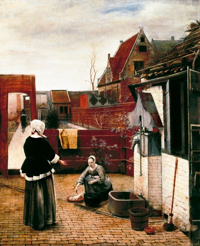 Femme et son serviteur dans une cour - Pieter de Hooch