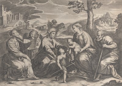La Sainte Famille à droite, avec le jeune Saint Jean-Baptiste, Élisabeth, Zacharie (détail) - Pieter de Jode II