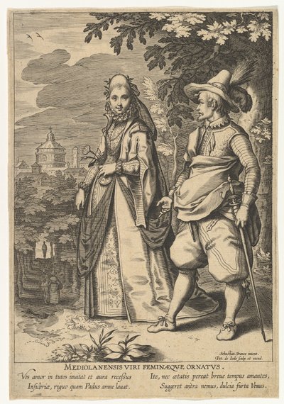 Mediolanensis Viri Feminaeque Ornatus, des Modes de différentes nations - Pieter de Jode I