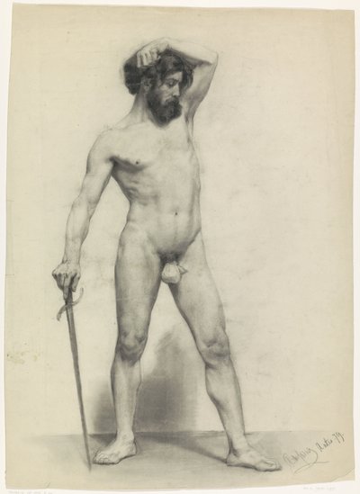 Nu masculin debout avec épée, vers la droite - Pieter de Josselin
