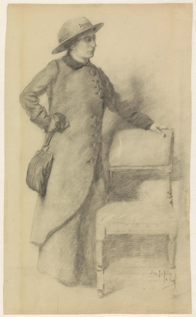 Dame debout avec chapeau et manteau - Pieter de Josselin