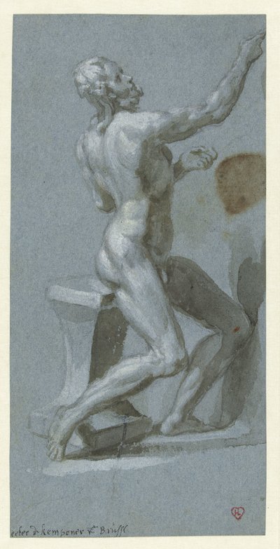 Homme nu assis, vers la droite - Pieter de Kempener