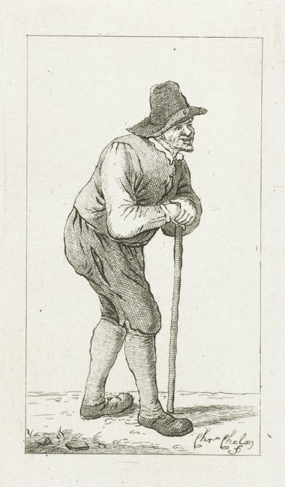 Homme appuyé sur un bâton - Pieter de Mare