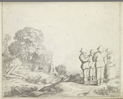 Paysage avec trois paysans et une paysanne - Pieter de Molijn