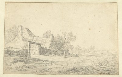 Paysage de dunes avec trois figures devant une ferme - Pieter de Neyn