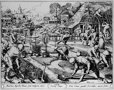 Printemps, gravé par Visscher - Pieter the Elder (after) Bruegel