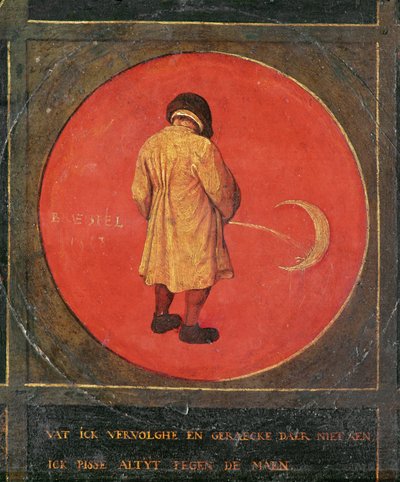 Des douze proverbes sur des assiettes en bois (peinture sur bois) - Pieter the Elder Bruegel