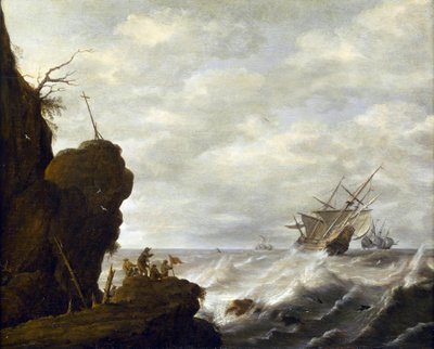 Un navire hollandais sur une mer agitée au large d
