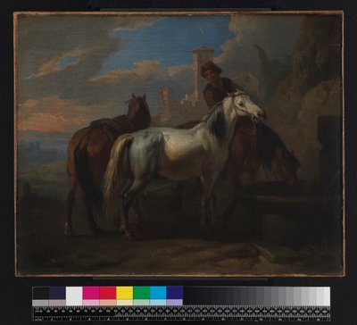 Chevaux buvant à une fontaine, avant 1720 - Pieter van Bloemen