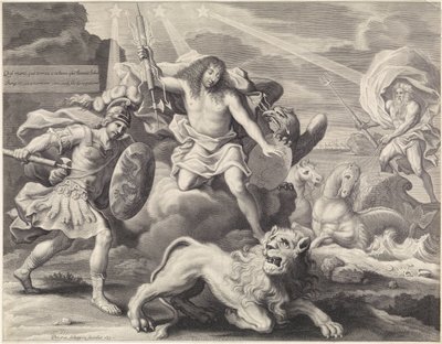 Gravure promotionnelle avec représentation allégorique de Louis XIV en Jupiter, 1659 - Pieter van Schuppen