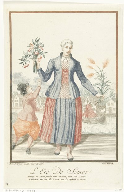Jeune femme avec des fruits et des épis de blé - Pieter van den Berge