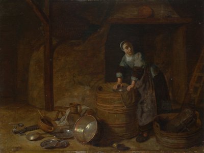 Une femme récurant un pot, vers 1650-1660 - Pieter van den Bosch