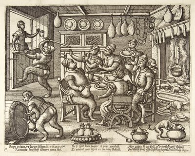 La cuisine grasse, pub. vers 1585 - Pieter van der Borcht