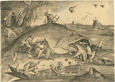 Les Gros Poissons Mangent les Petits Poissons - Pieter van der Heyden after Pieter Bruegel the Elder