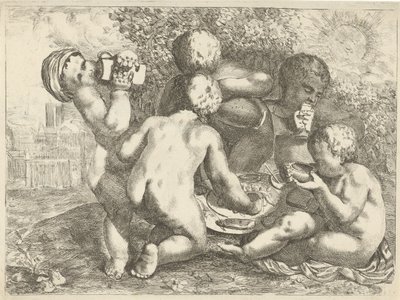 Bacchanale avec cinq putti - Pieter van der Plas (II)