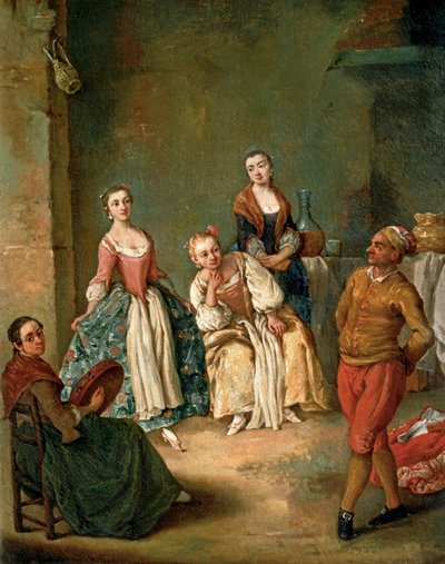 Danse de la Furlana ... (peinture sur toile) - Pietro (circle of) Longhi
