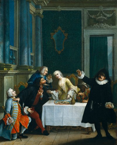 Le goûter avec les masques (détail) - Pietro (school of) Longhi