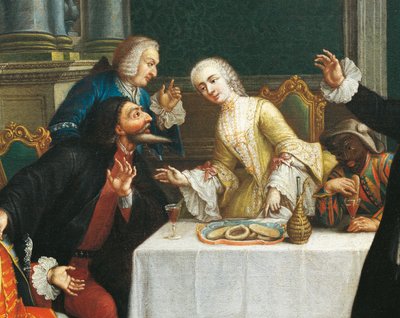 Le goûter avec les masques (détail) - Pietro (school of) Longhi