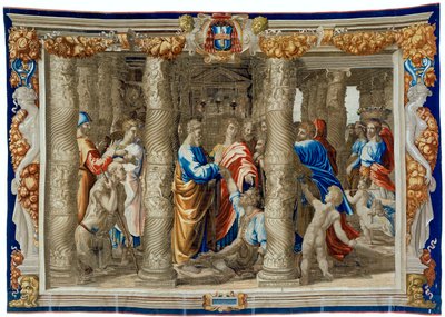 Tapisserie du XVIIe siècle représentant la guérison du paralytique - Pietro 1579 1669 Fevère