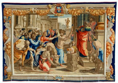 Tapisserie du XVIIe siècle représentant le sacrifice de Lystra - Pietro 1579 1669 Fevère