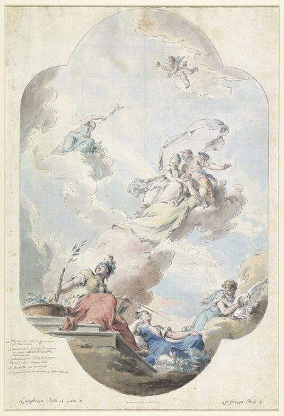 Conception pour une peinture de plafond avec une allégorie nuptiale - Pietro Antonio III Novelli