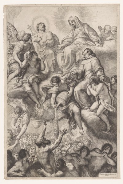 Marie, Joseph et Antoine de Padoue comme intercesseurs pour les âmes du purgatoire - Pietro Antonio de Pietri