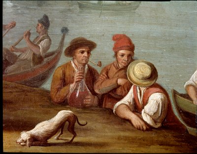 Scène de banquet à Posillipo (Pausilippe) Naples Détail des pêcheurs - Pietro Fabris