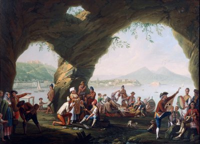 Scènes de la vie quotidienne dans une grotte à Posillipo, près de Naples, par Pietro Fabris - Pietro Fabris