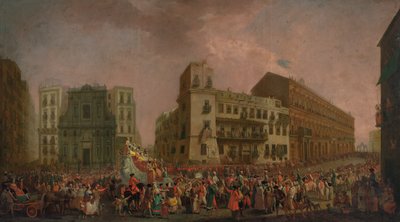 Le Carnaval à Naples en 1778, avec la "Cavalcata turca" défilant à travers le Largo di Palazzo, vers 1778 - Pietro Fabris