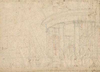 Fantaisie architecturale sur un temple rond avec une galerie (verso) - Pietro Gonzaga