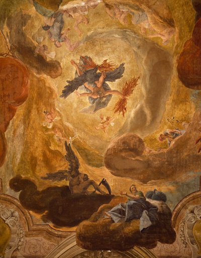 Italie, Venise, Grand Escalier du Palazzo Sagredo, chute des géants, fresque par Pietro Longhi - Pietro Longhi