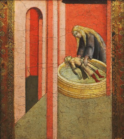 Sainte Élisabeth de Hongrie ressuscitant un enfant noyé dans un puits - Pietro Lorenzetti