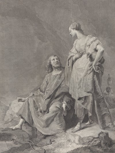 Christ et la femme de Samarie au puits, de la série de 112 estampes du sacré, 1743-63 - Pietro Monaco