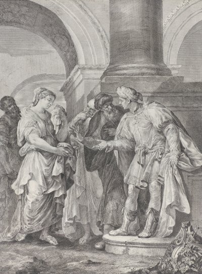Daniel discute avec les anciens tandis que Susanna se tient à gauche, 1732-50 - Pietro Monaco