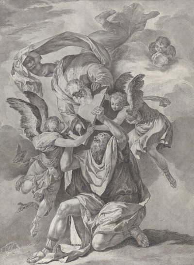 Moïse recevant les Tables de la Loi de Dieu qui descend des cieux, ca. 1730-39 - Pietro Monaco