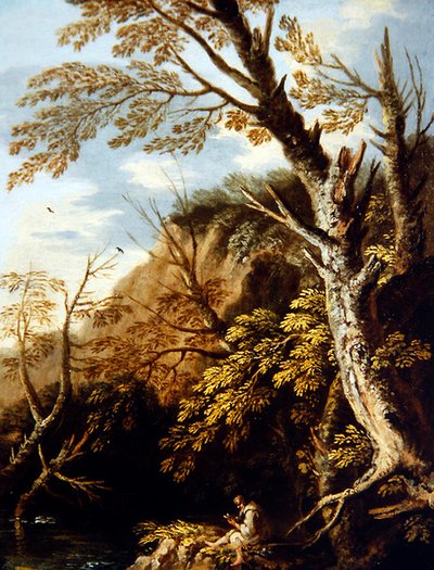 Paysage boisé avec un ermite - Pietro Montanini