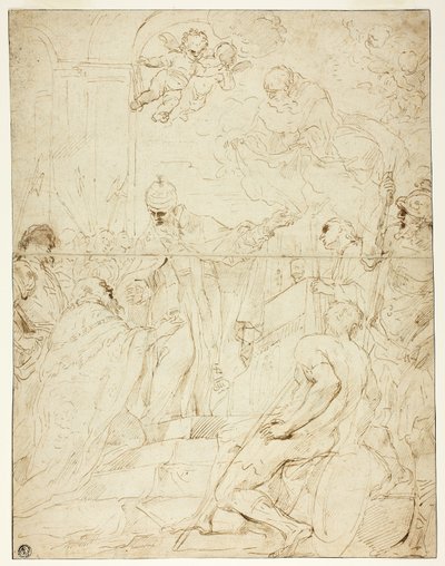 Saint apparaissant au souverain (recto); Putto volant (verso) - Pietro Novelli
