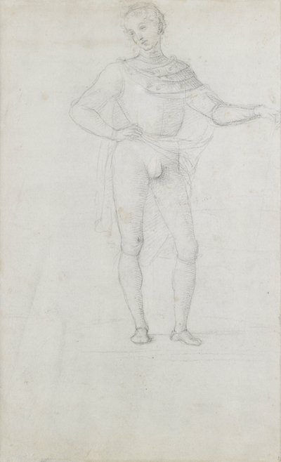 Étude pour une figure dans une Adoration des Mages (craie noire) - Pietro Perugino
