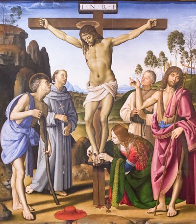 Crucifixion avec saint et le bienheureux Giovanni Colombini - Pietro Perugino