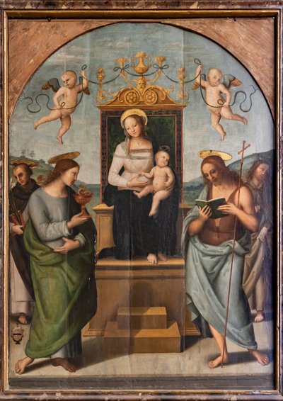 Vierge en majesté parmi Saint Gervais, Protais, Paul et Pierre - Pietro Perugino