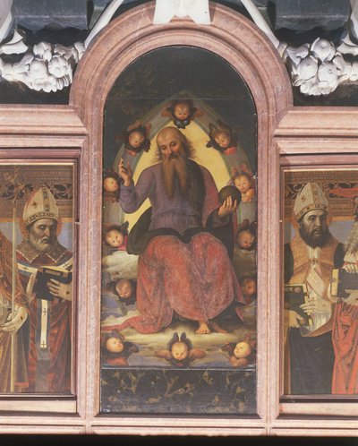Polyptyque avec le Père Éternel Bénissant, Chartreuse de Pavie, deuxième chapelle à gauche - Pietro Perugino