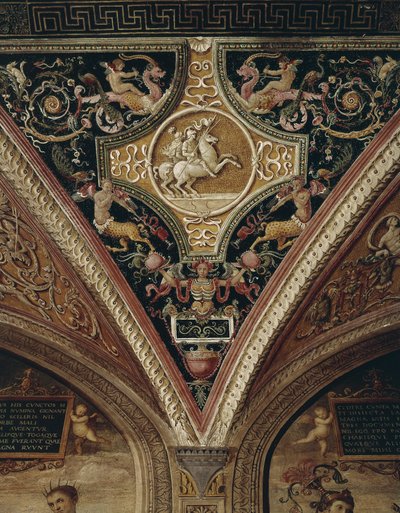Guerriers à cheval décor de plafond - Pietro Perugino
