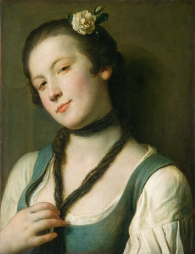 Une fille avec une fleur dans les cheveux - Pietro Antonio Rotari