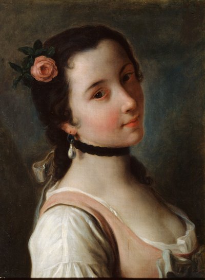 Une fille avec une rose, milieu XVIIIe siècle - Pietro Antonio Rotari