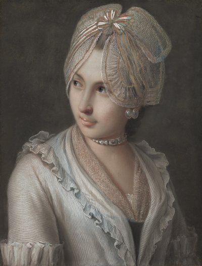 Une jeune femme élégante avec une coiffe en dentelle - Pietro Antonio Rotari